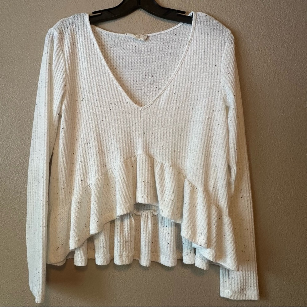 Altar’d State waffle knit vneck short tiered ruffle top